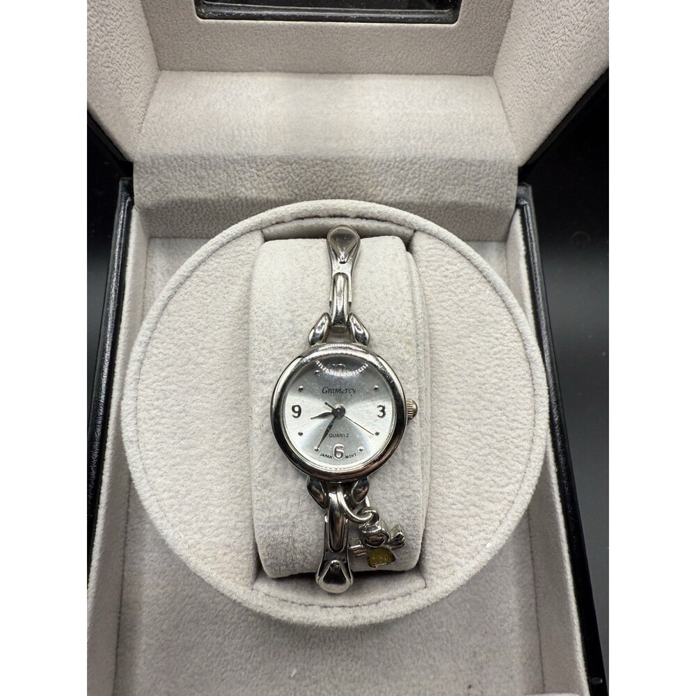 Vintage Gramercy Watch Wristwatch Round Silver Tone Silver Dial New Battery